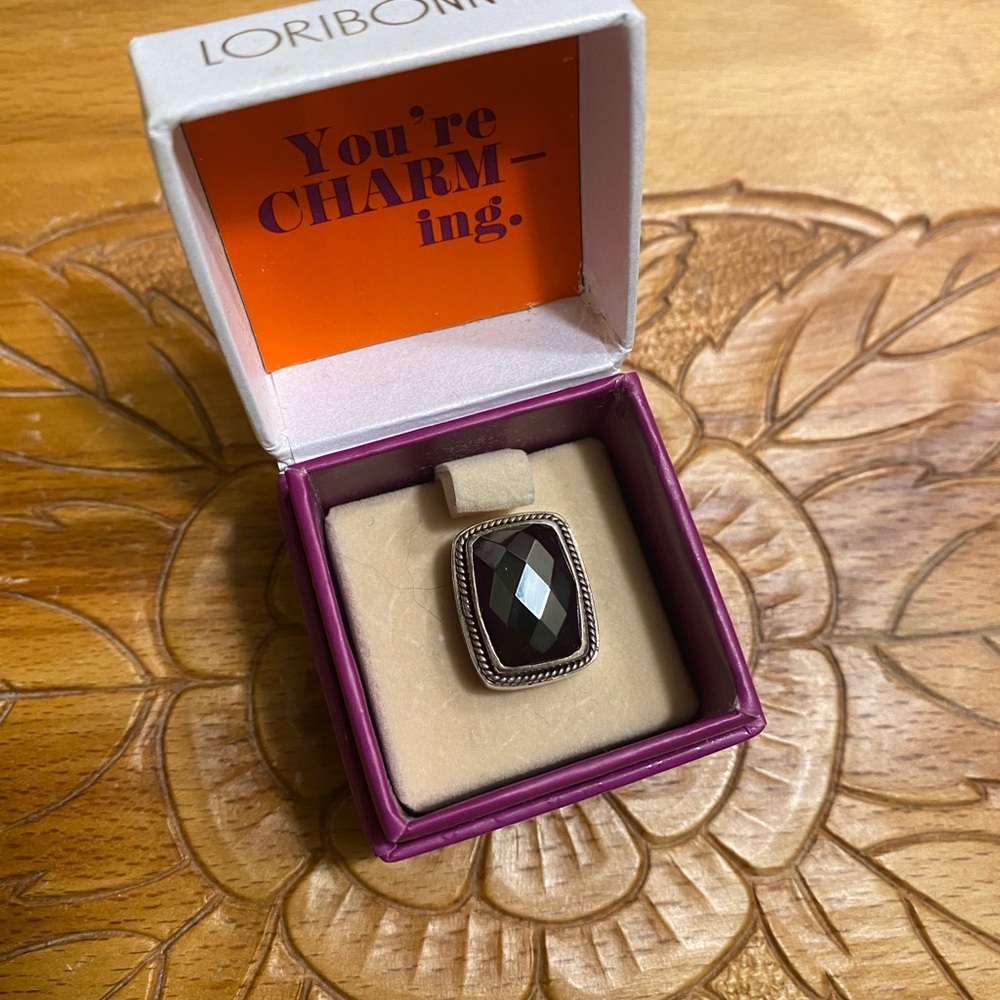 Lori Bonn Sterling Silver grey hematite stone slide charm